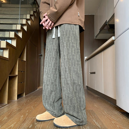 saferido Corduroy Casual Pants For Men Autumn Style American Fit Loose Fit Leg Sweatpants Personality trend Straight Leg Pants