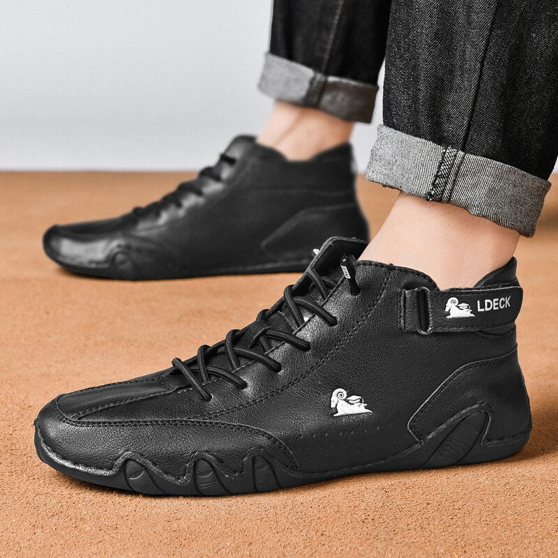 saferido Men Boots Casual Motorcycle Winter Shoes Waterproof High Top Sneakers Luxury Footwear