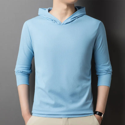 saferido Fashion Spring Autumn Thin Hoodies Men Pullover Sweatshirts Slim Hoodie Streetwear Mens Solid Color Casual Hooded Sweatshirts