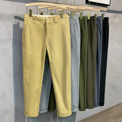 saferido Men Cargo pants Fashion Casual Suit Pants Spring Autumn Solid All-match Slim Korean Male Clothing New Full Straight Trousers 38