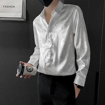 saferido Korean Fashion Casual Loose Solid Shirts Temperament Man Simplicity Turn-down Collar Handsome Spring Summer Thin Men's Clothing