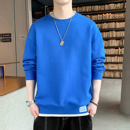 saferido Spring O Neck Sweatshirts Hoodie Men Long Sleeve Loose Pullover Fashion Harajuku Hoodies Mens Solid Casual Sweatshirt Streetwear