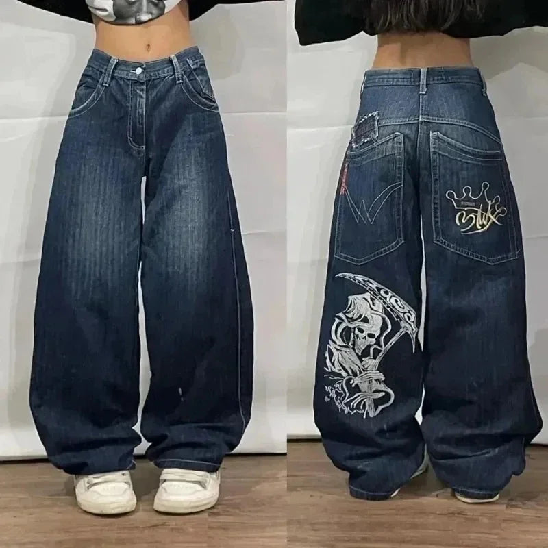 Street Popular Joker Solid Color Jeans Men Y2K New Harajuku Casual Loose Washed Straight Wide Leg Pants Unisex Vintage Trousers