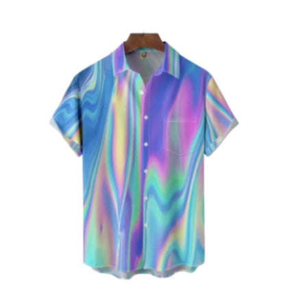 Mens Summer Hawaiian Beach Shirts 3D Printing Wind Luxury Designer Vintage Clothes Oversized Irregular Pattern Y2k Floral Punk