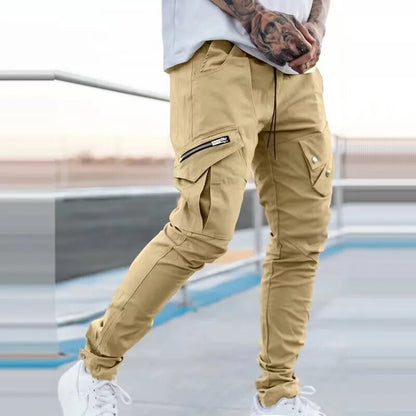 Europe And America New Fashion Men's Casual Loose Large Size Straight Woven Trousers Multi-pocket Sports Cargo Pants