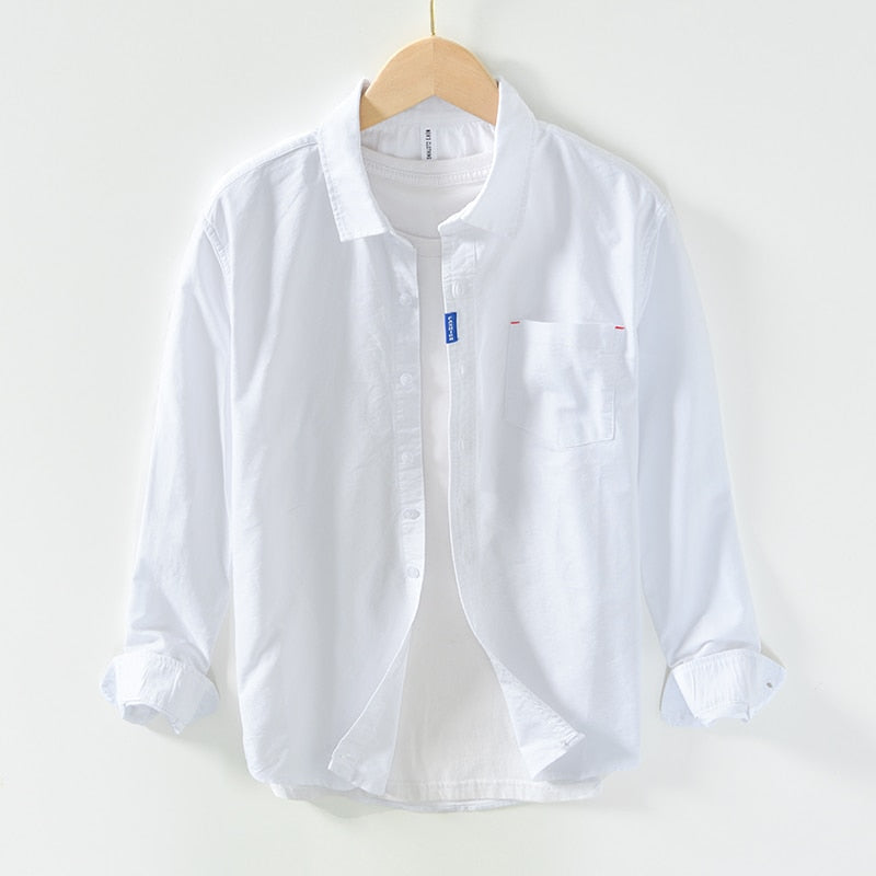 Black Oxford Shirts for Men Long Sleeve Casual Shirt Pure Cotton Dress Shirt