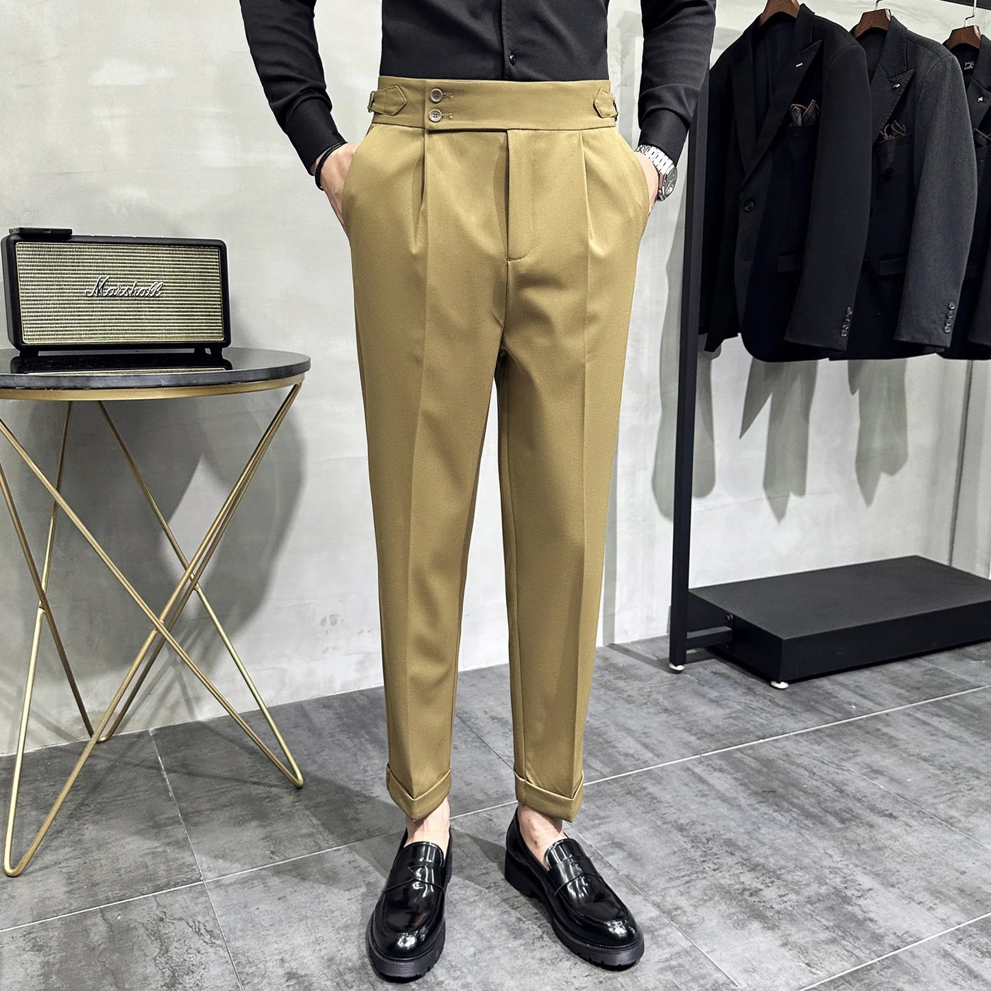 saferido Men Spring Autumn Suits Pants Male Formal Wear Boutique Trousers Quality Men British Style Business Casual Loose Suits Pants