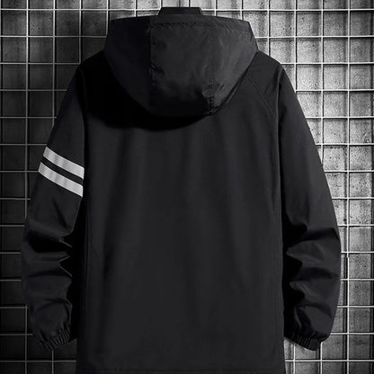 saferido Men's Jacket Spring Autumn Fashion Thin Hooded Jacket Street Retro Casual Coat with Pocket Sports Windbreaker
