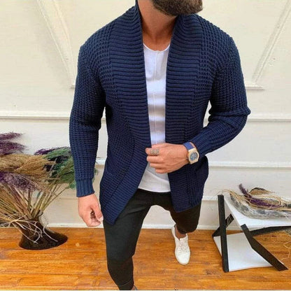 Men Button-up Long Sweater Overcoat Mens Winter Fall Long Sleeve Knit Hooded Cardigans Coat Fashion Solid Long Knitted Jackets