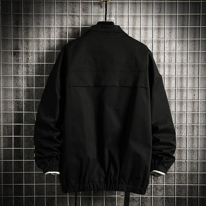 saferido New Ribbon Stand Collar Work Coat Men's Spring and Autumn Fried Street Personality Streamer Top Loose Large Size Jacket
