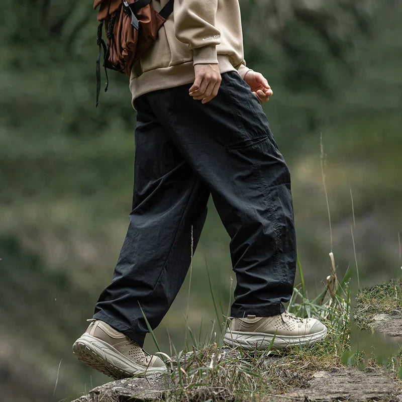 Autumn Cargo Pants Men 100% Nylon Safari Style Solid Double Side Pockets Men Pants Outdoors Tourism Men Clothes