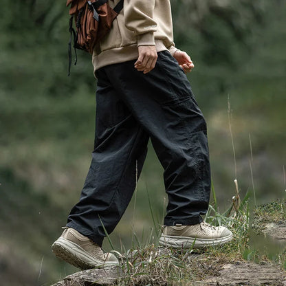 Autumn Cargo Pants Men 100% Nylon Safari Style Solid Double Side Pockets Men Pants Outdoors Tourism Men Clothes