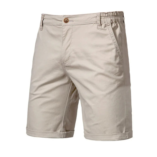 Men Shorts Summer Cotton Middle Waist Male  Casual Business Men Shorts Printed Beach Stretch Chino Classic Fit Short Homme