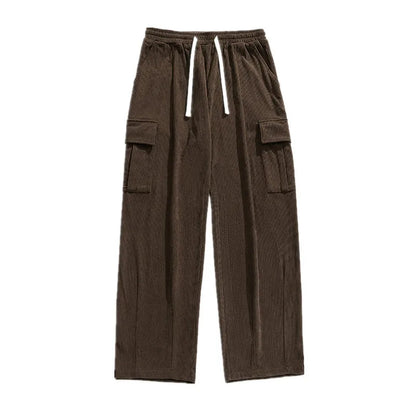 saferido Oversized Corduroy Pants Men Fashion Retro Pocket Cargo Pants Men Japanese Streetwear Hip-hop Loose Wide Leg Pants Mens Trousers Spring  Autumn