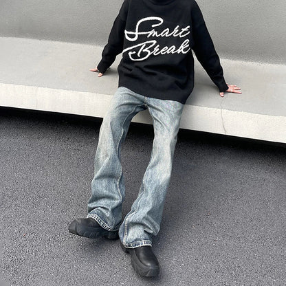 Jeans Men Y2k Streetwear Casual Fashion Straight-leg Baggy Stacked Trousers Autumn Winter Designer Vintage Street Denim Pants