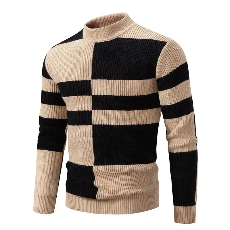 High Quality Men's New Autumn and Winter Casual Warm Neck Sweater Knit Pullover Warm Tops