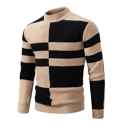 High Quality Men's New Autumn and Winter Casual Warm Neck Sweater Knit Pullover Warm Tops