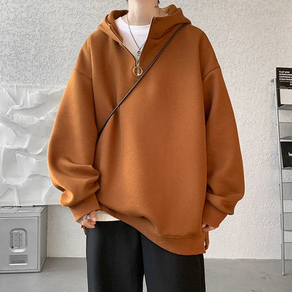 saferido Turtleneck Hoodie Zipper Pullovers Streetwear Hip Hop Hooded Sweatshirt Men Clothing Korean Couples Harajuku Coat