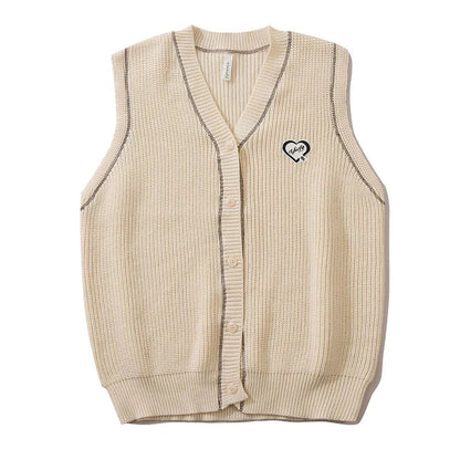 saferido Korean Knitted Cardigan Men Causal V-neck Solid Student Sweaters Vest Harajuku Loosed Couple Sleeveless Vests Spring Autumn