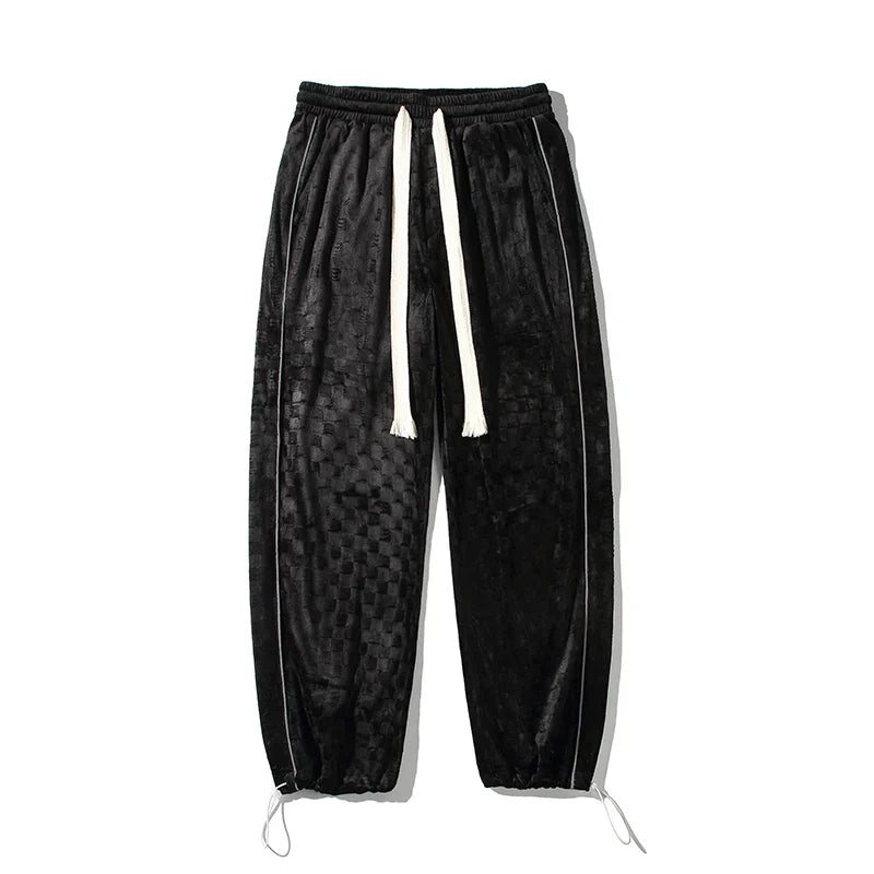 saferido Loose Wide Leg Sweatpants Spring Autumn Oversize Beam Feet Embossed Knitted Casual Pants Sports Trend Classic All-match Trousers