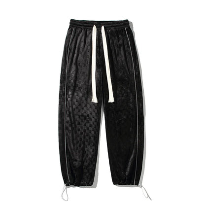 saferido Loose Wide Leg Sweatpants Spring Autumn Oversize Beam Feet Embossed Knitted Casual Pants Sports Trend Classic All-match Trousers