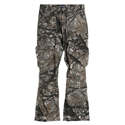 Harajuku Y2K Big Pocket Camouflage Drawstring Men's Cargo Pants Straight Loose Hip Hop Casual Overalls Oversized Unisex Trousers
