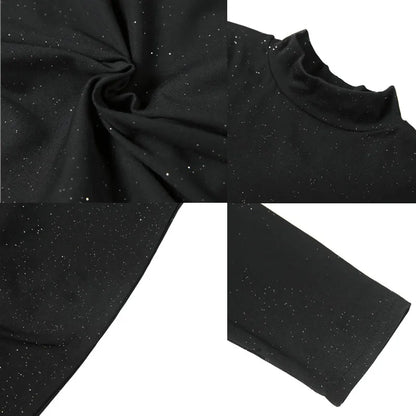 saferido  Brand Clothing Men Spring High Quality Turtleneck Pullover T-Shirts/Male Slim Fit Sequins Decoration Long Sleeve T-Shirts