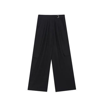 saferido Straight Leg Pants Personalized Korean Style Men's Wide Legs Trousers Solid Color Casual 2024 New Summer Fashion