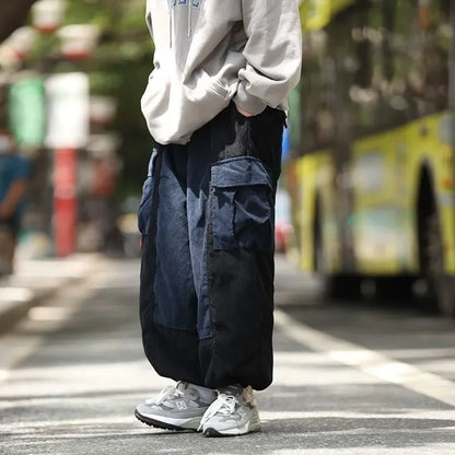 saferido Men's Sets Corduroy Cargo Pants for Men Loose Men's Hoodies Sweatshirt Black Japanese Streetwear Hip Hop Harajuku Autumn