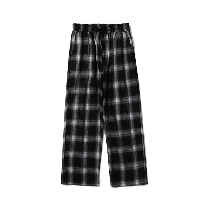 Plaid Design Vintage Pants Men Plus Size 3XL Loose Teens Couples Chic Harajuku Japanese Style All-match Straight Trousers Simple