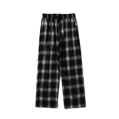 Plaid Design Vintage Pants Men Plus Size 3XL Loose Teens Couples Chic Harajuku Japanese Style All-match Straight Trousers Simple