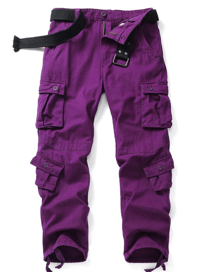 Men's Casual Cargo Pants Military Army Camo Pants Combat Work Pants with 8 Pockets(No Belt)