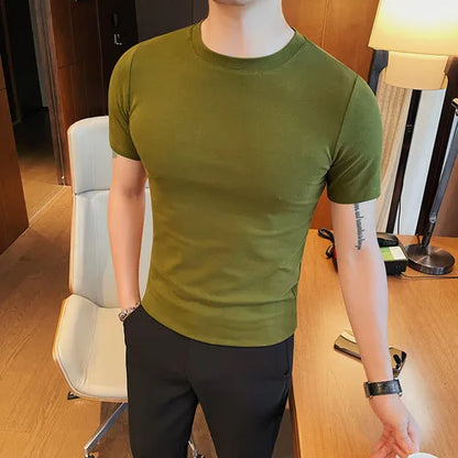 saferido Summer Brand Tight fitting T Shirts Harajuku Men Clothing Oversized Tops & Tees Plus Size Clothes Korean White Short Sleeve