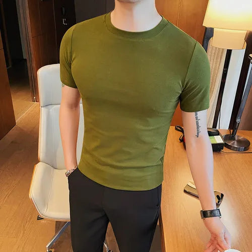 saferido Summer Brand Tight fitting T Shirts Harajuku Men Clothing Oversized Tops & Tees Plus Size Clothes Korean White Short Sleeve