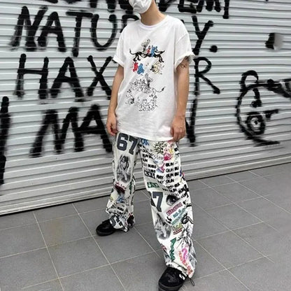 saferido Y2k Mens Streetwear American Design Camouflage Overalls Mens Harajuku Retro Hip-Hop Falling Loose Casual Wide-Leg Pants