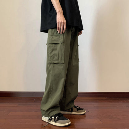 Big Pockets Casual Cargo Pants Men's Vintage Hip-hop Pants Fashion Loose Straight Wide Leg Pants Men Streetwear Trousers Male