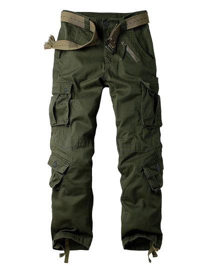 Men's Casual Cargo Pants Military Army Camo Pants Combat Work Pants with 8 Pockets(No Belt)