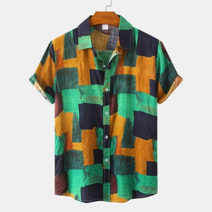 New Hawaiian Men's Casual Beach Style Short Sleeve Breathable Fashion Polo Collar Men's Shirt 3D Printing Oversize Customizable