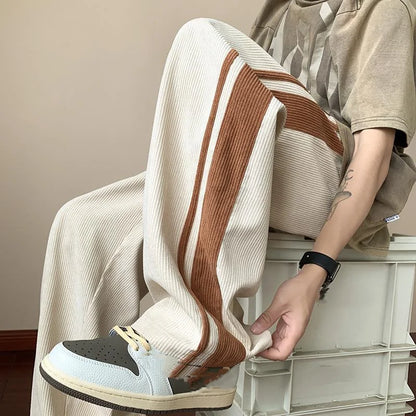 saferido Spring And Autumn New Fashion Loose Casual Pants Men's Corduroy Fashion Versatile Men's Straight-leg Sports Pants Men's Trousers
