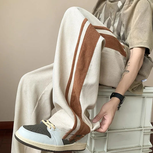 saferido Spring And Autumn New Fashion Loose Casual Pants Men's Corduroy Fashion Versatile Men's Straight-leg Sports Pants Men's Trousers