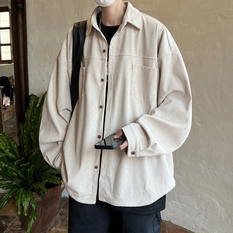saferido Fashion Lapel Button All-match Solid Shirts Coats Men's Clothing 2024 Spring New Loose Casual Long Sleeve Tops Korean Shirt