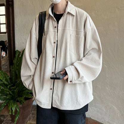 saferido Fashion Lapel Button All-match Solid Shirts Coats Men's Clothing 2024 Spring New Loose Casual Long Sleeve Tops Korean Shirt