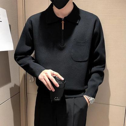 saferido  Clothing Men Keep Warm In Winter Knitted Sweater/Male Slim Fit Zipper Design Pullover/Man Casual Knit Sweater Korean Style