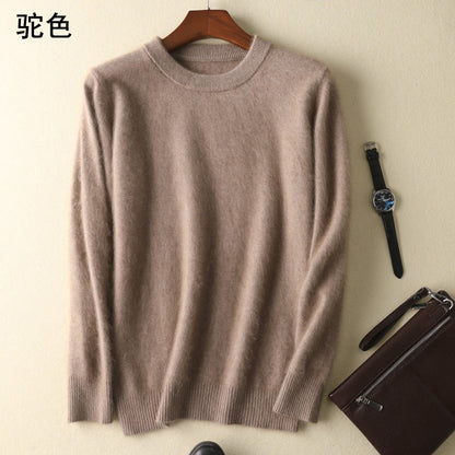 Men's 100% pure Mink Cashmere Sweater O-Neck Pullovers Knit Large Size Mink Sweater Winter New Tops Long Sleeve High-End Jumpers