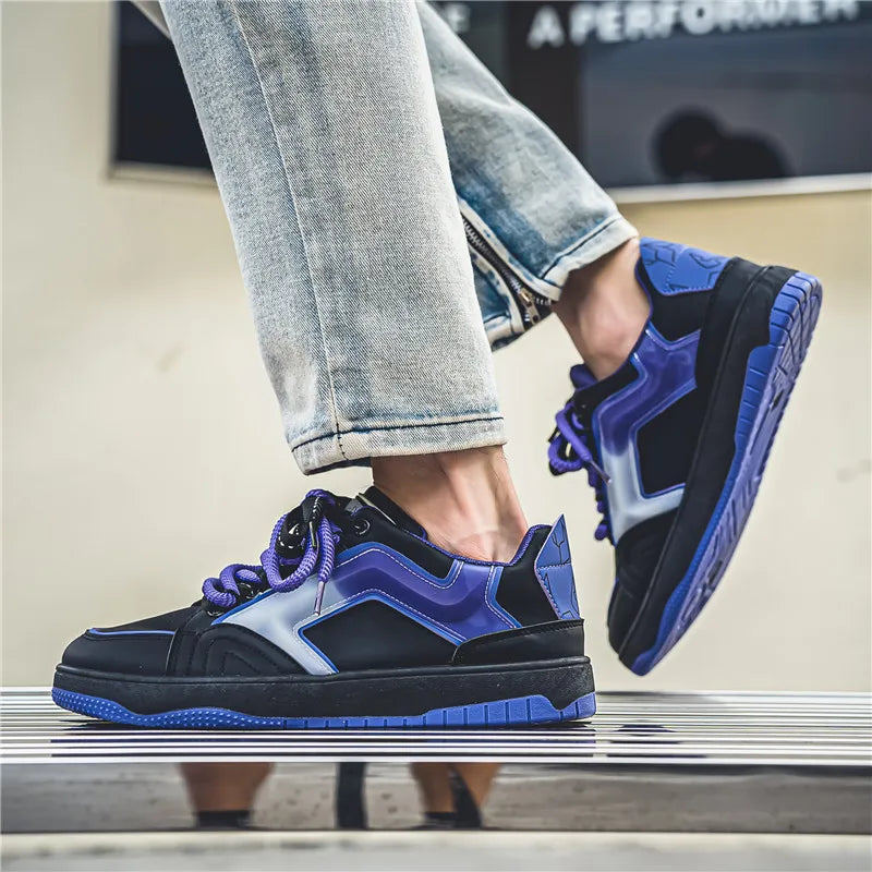 saferido Streetwear Purple Men's Skateboard Shoes Fashion Outdoor Platform Sneakers Men Trendy Lace-up Designer Skateboarding Shoes Man