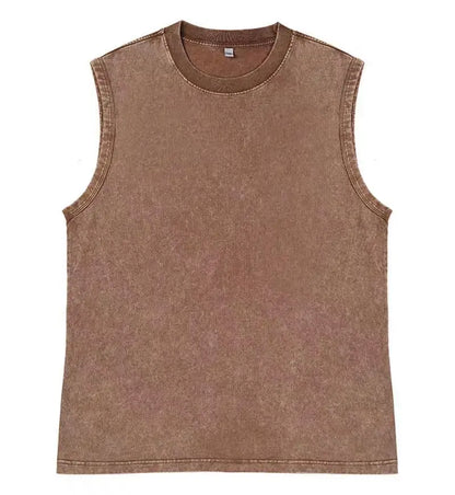 saferido 230GSM Men's Vest Gothic Top Punk Heavy Metal 100% Cotton Casual Harajuku Demon Black Vintage Washed Summer Sleeveless Streetwear