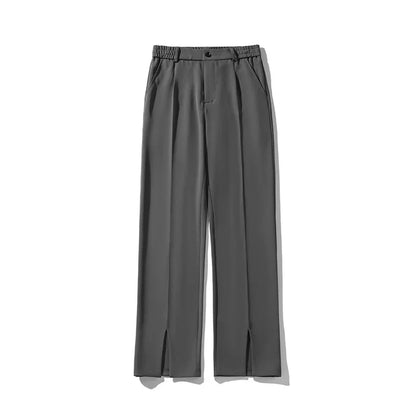 Grey Black Suit Pants Men Fashion Society Mens Dress Pants Korean Loose Straight Pants Mens Office Formal Trousers M-3XL