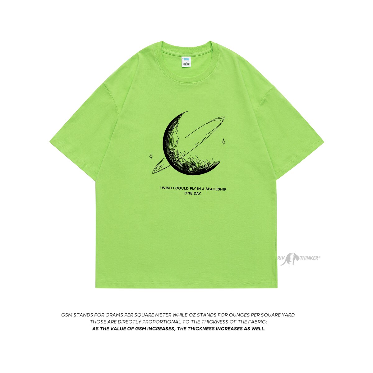 HybSkr Simple Stroke Moon Graphic Men Tshirt Oversize Letter Print Short Sleeve T-shirt Cotton Male Streetwear Unisex Basic Tops