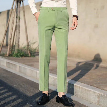 saferido Men Spring Summer Business Formal Pants Solid Casual Korean Slim Fit Suit Pants Mens Wedding Social Trousers Plus Size 38