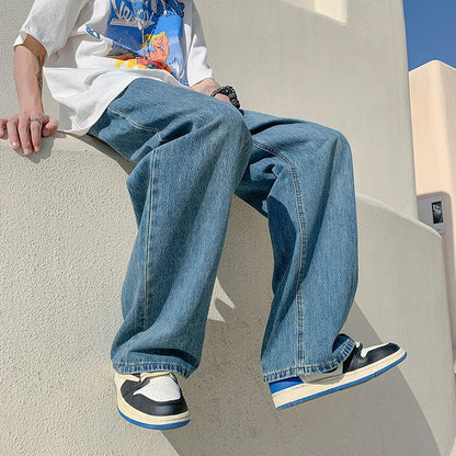 4 Colors Baggy Jeans Men Fashion Casual Wide Leg Jeans Men Streetwear Loose Hip Hop Straight Denim Pants Mens Trousers M-2XL